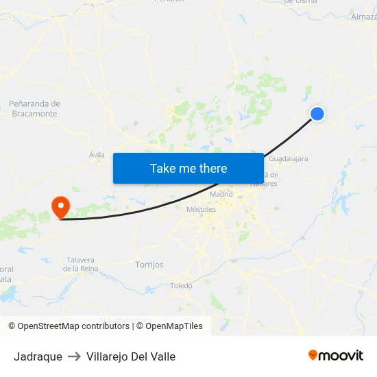 Jadraque to Villarejo Del Valle map