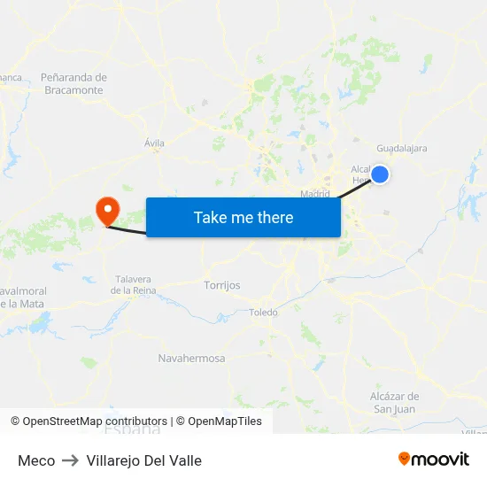 Meco to Villarejo Del Valle map