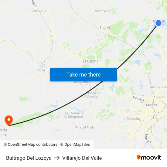 Buitrago Del Lozoya to Villarejo Del Valle map
