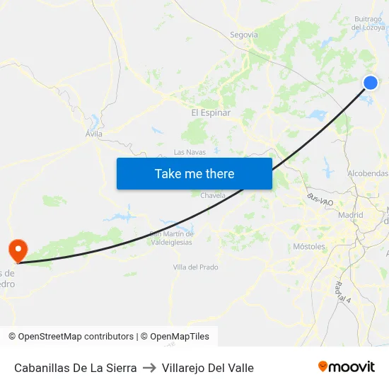 Cabanillas De La Sierra to Villarejo Del Valle map