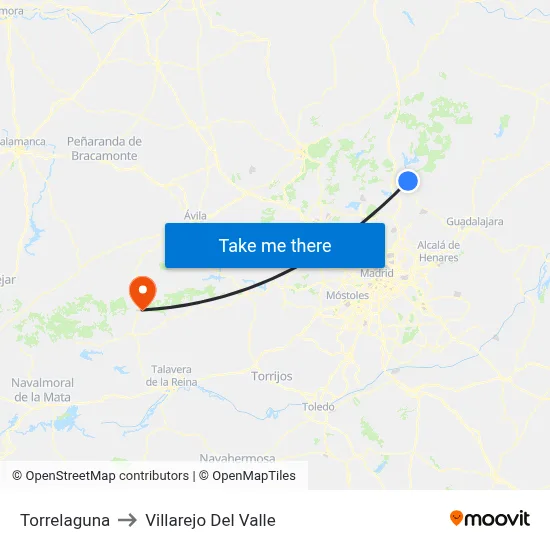 Torrelaguna to Villarejo Del Valle map