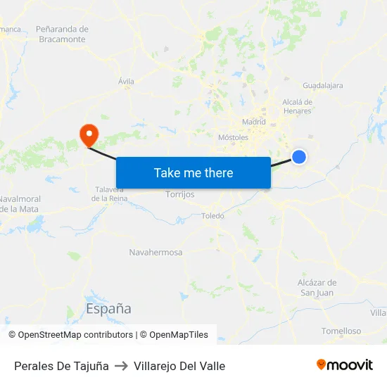 Perales De Tajuña to Villarejo Del Valle map