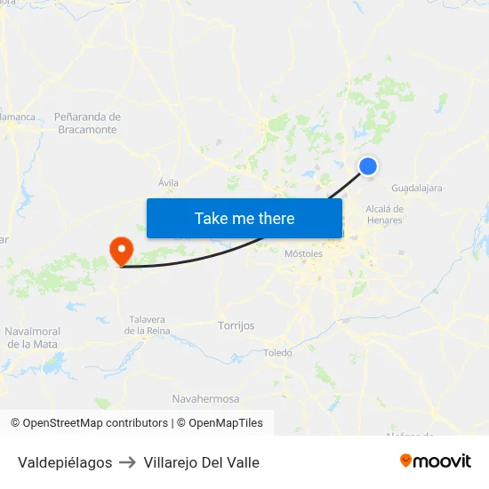 Valdepiélagos to Villarejo Del Valle map