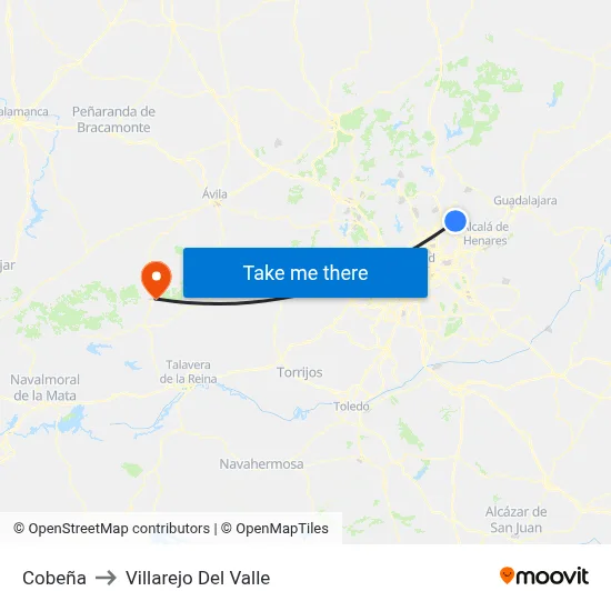 Cobeña to Villarejo Del Valle map