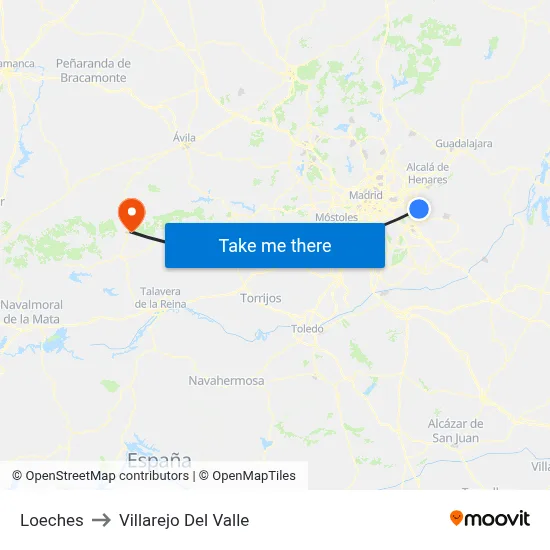 Loeches to Villarejo Del Valle map