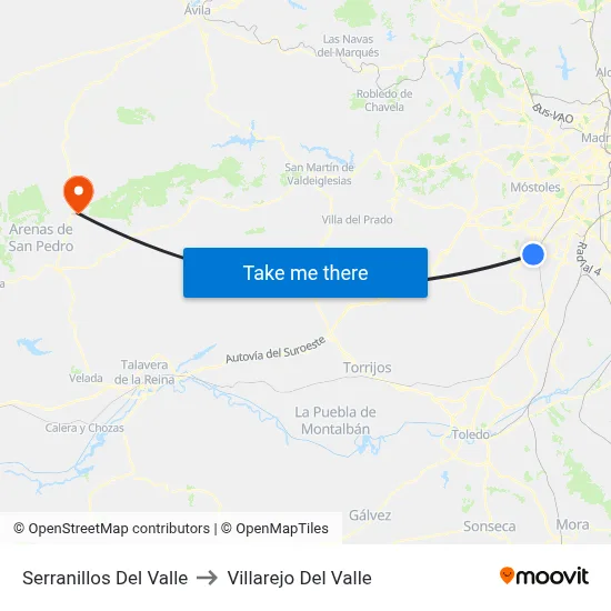 Serranillos Del Valle to Villarejo Del Valle map