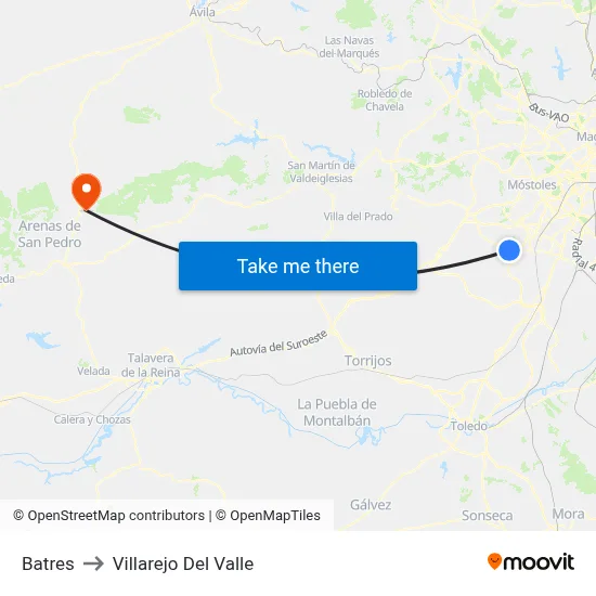 Batres to Villarejo Del Valle map