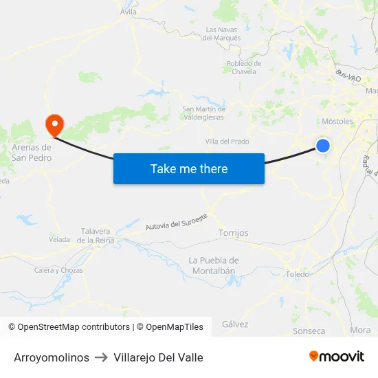 Arroyomolinos to Villarejo Del Valle map