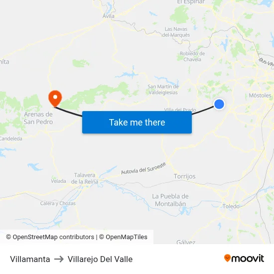 Villamanta to Villarejo Del Valle map