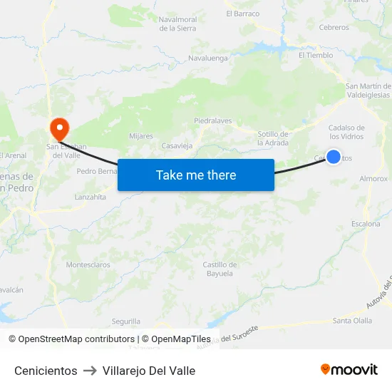 Cenicientos to Villarejo Del Valle map