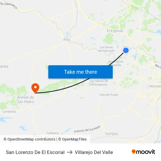 San Lorenzo De El Escorial to Villarejo Del Valle map