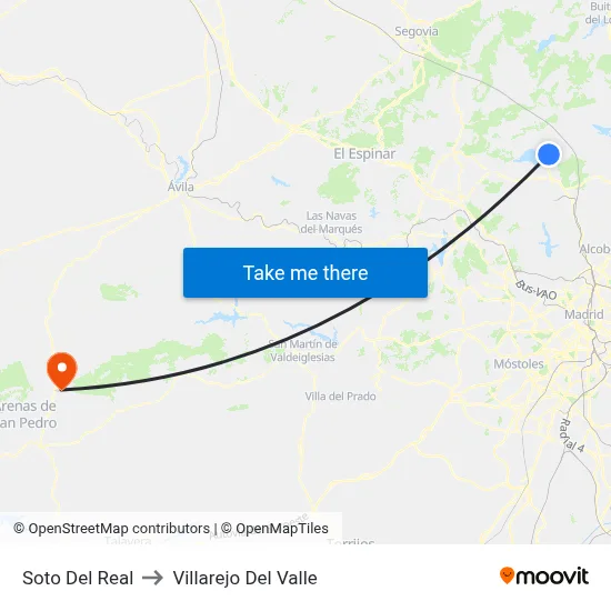 Soto Del Real to Villarejo Del Valle map