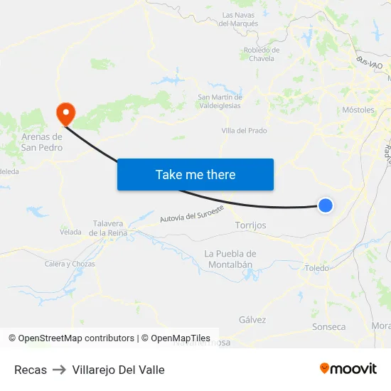 Recas to Villarejo Del Valle map