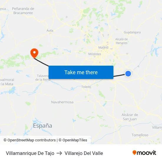 Villamanrique De Tajo to Villarejo Del Valle map
