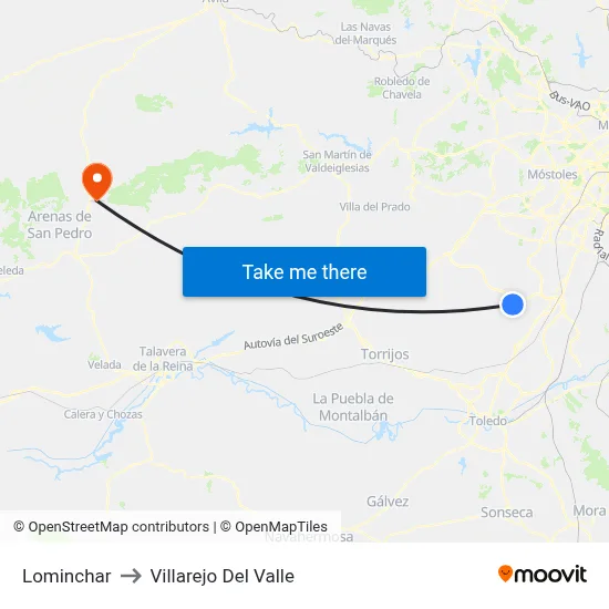 Lominchar to Villarejo Del Valle map