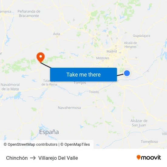 Chinchón to Villarejo Del Valle map