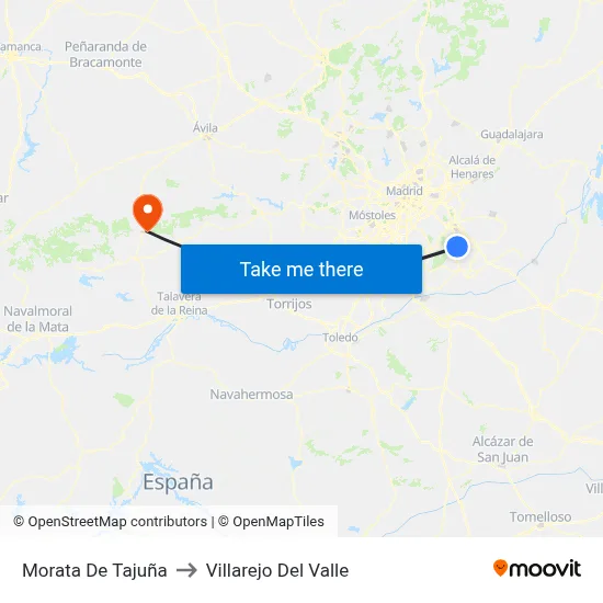 Morata De Tajuña to Villarejo Del Valle map