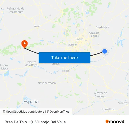 Brea De Tajo to Villarejo Del Valle map
