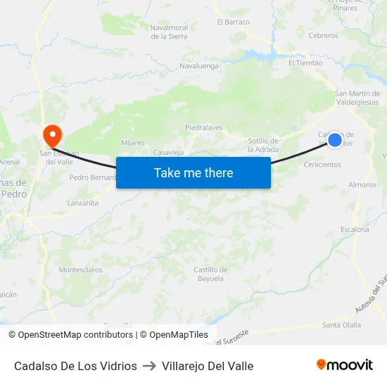 Cadalso De Los Vidrios to Villarejo Del Valle map
