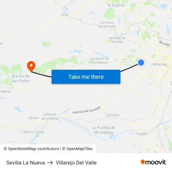 Sevilla La Nueva to Villarejo Del Valle map