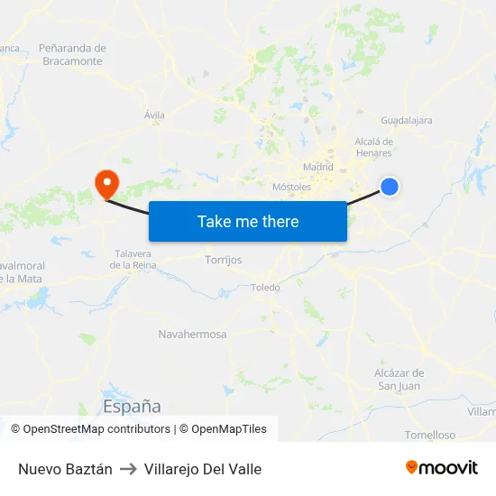 Nuevo Baztán to Villarejo Del Valle map