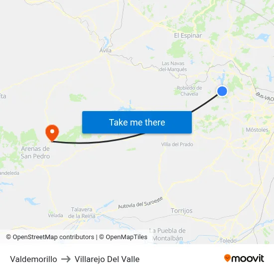 Valdemorillo to Villarejo Del Valle map