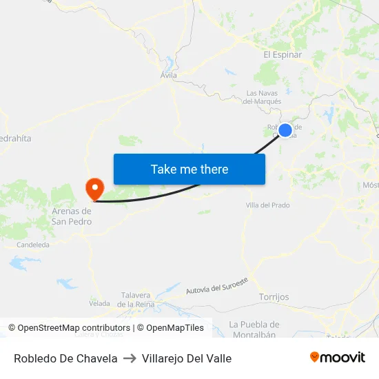 Robledo De Chavela to Villarejo Del Valle map