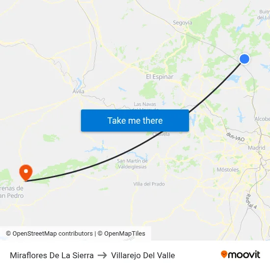 Miraflores De La Sierra to Villarejo Del Valle map