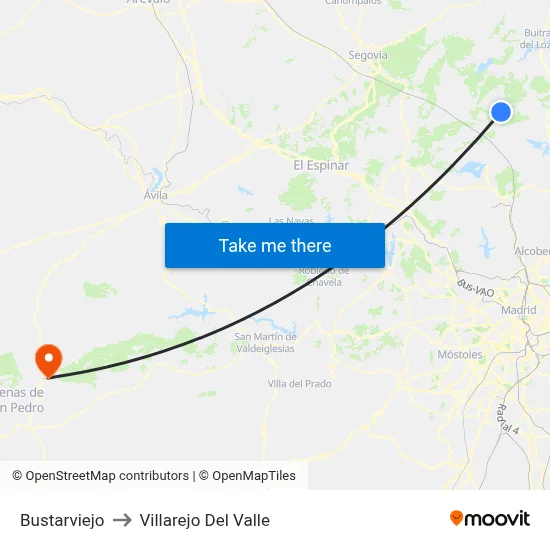 Bustarviejo to Villarejo Del Valle map