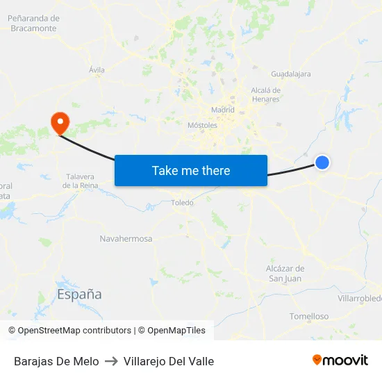 Barajas De Melo to Villarejo Del Valle map