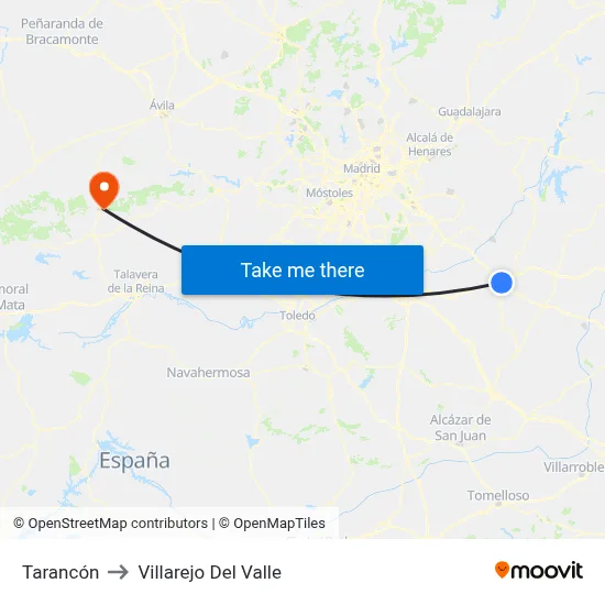 Tarancón to Villarejo Del Valle map