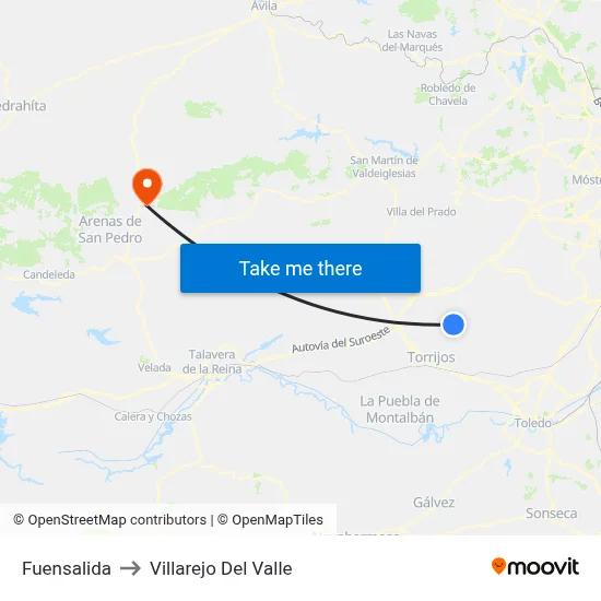 Fuensalida to Villarejo Del Valle map
