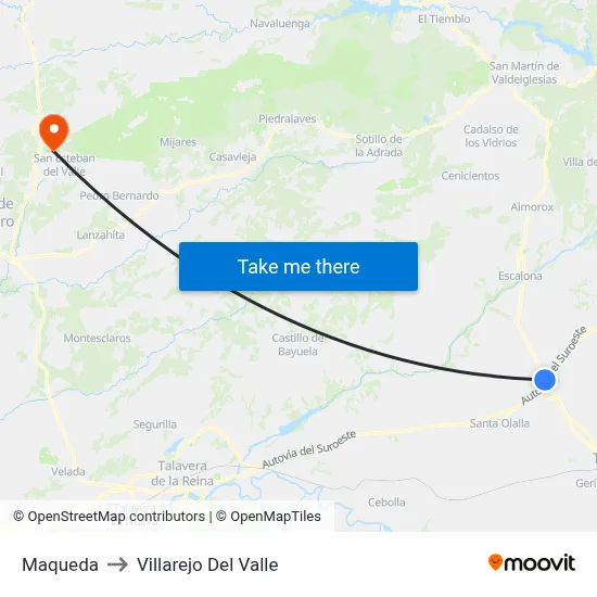 Maqueda to Villarejo Del Valle map
