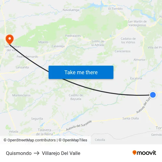 Quismondo to Villarejo Del Valle map