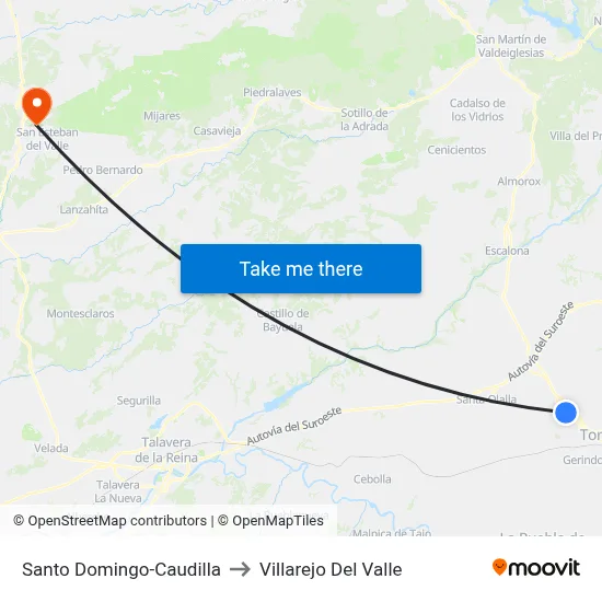 Santo Domingo-Caudilla to Villarejo Del Valle map