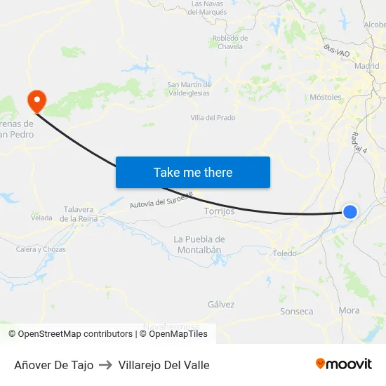 Añover De Tajo to Villarejo Del Valle map