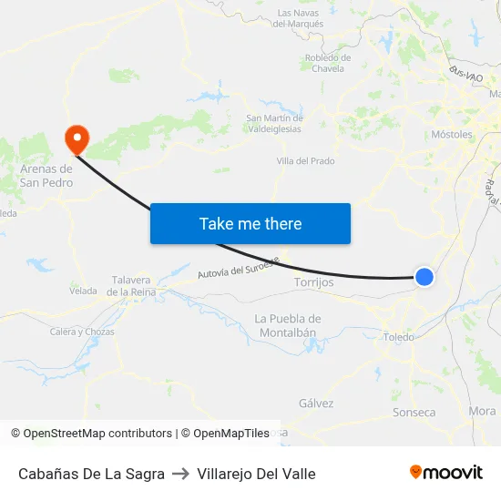 Cabañas De La Sagra to Villarejo Del Valle map