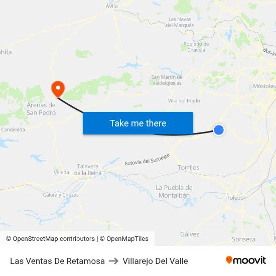 Las Ventas De Retamosa to Villarejo Del Valle map
