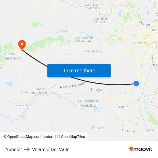 Yuncler to Villarejo Del Valle map