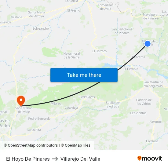 El Hoyo De Pinares to Villarejo Del Valle map