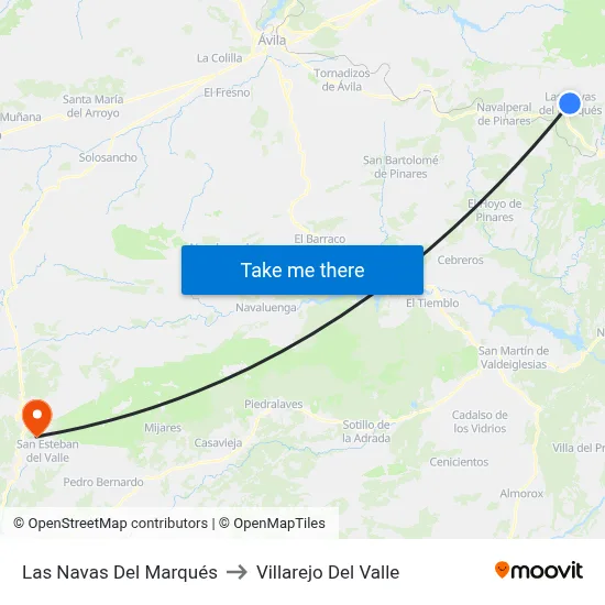 Las Navas Del Marqués to Villarejo Del Valle map