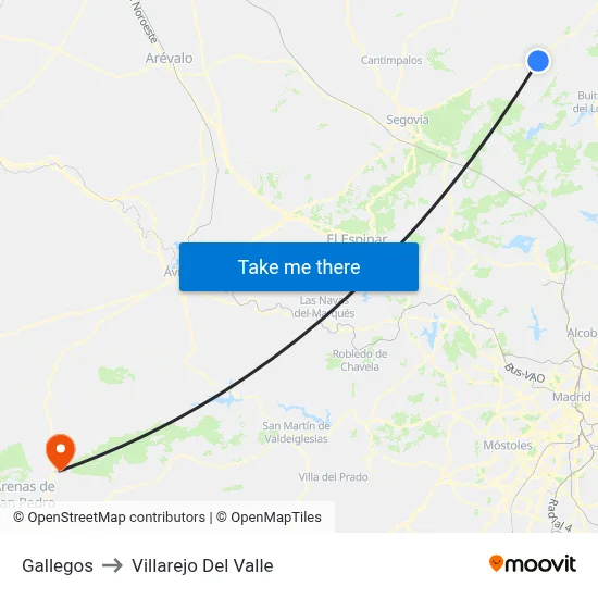 Gallegos to Villarejo Del Valle map