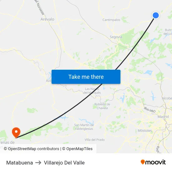Matabuena to Villarejo Del Valle map