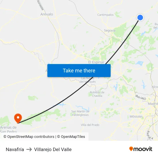 Navafría to Villarejo Del Valle map