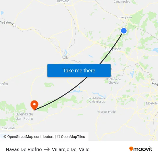 Navas De Riofrío to Villarejo Del Valle map