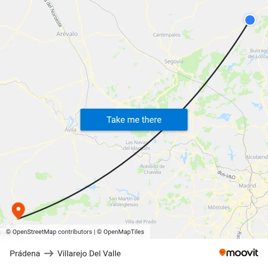 Prádena to Villarejo Del Valle map
