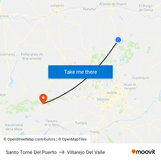 Santo Tomé Del Puerto to Villarejo Del Valle map