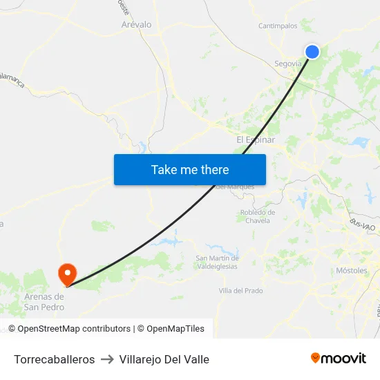 Torrecaballeros to Villarejo Del Valle map