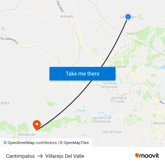 Cantimpalos to Villarejo Del Valle map
