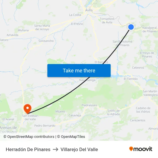 Herradón De Pinares to Villarejo Del Valle map
